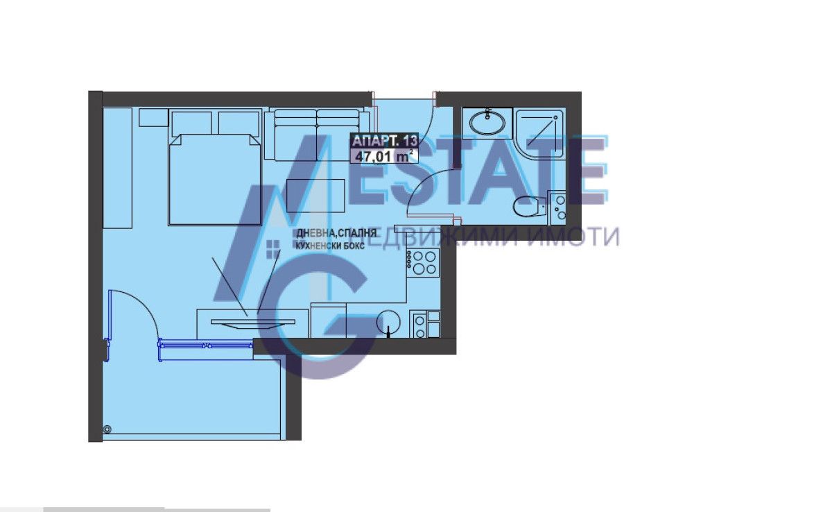 Едностаен апартамент в Бургас, Братя Миладинови - 47 кв.м за 1701 €/кв.м - Снимка #1
