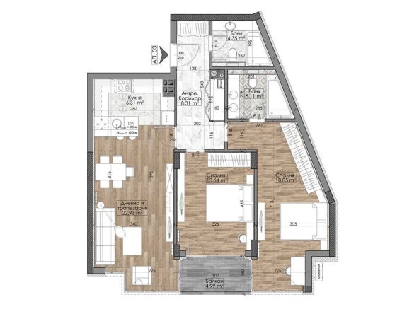 Тристаен апартамент в София, Гоце Делчев - 109 кв.м за 2558 €/кв.м - Снимка #1