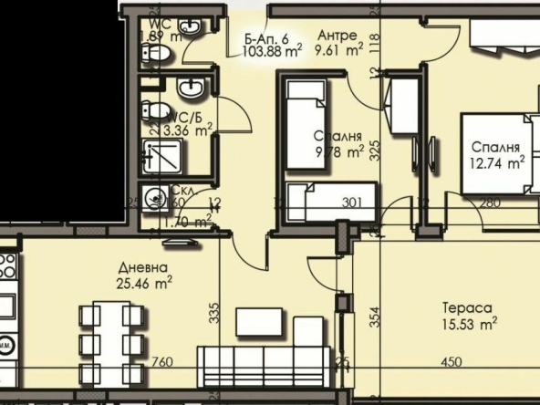 Тристаен апартамент в Бургас, Изгрев - 103 кв.м за 1211 €/кв.м - Снимка #1
