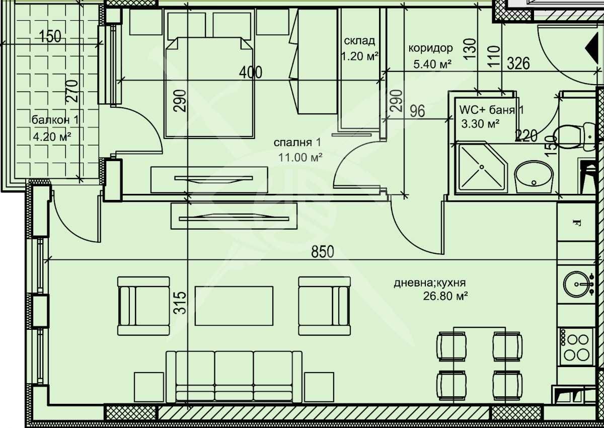 Двустаен апартамент в Пловдив, Кършияка - 71 кв.м за 1415 €/кв.м - Снимка #1