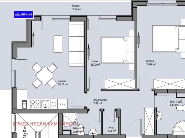 Тристаен апартамент в София, Красна поляна 2 - 77 кв.м за 1706 €/кв.м - Снимка #1