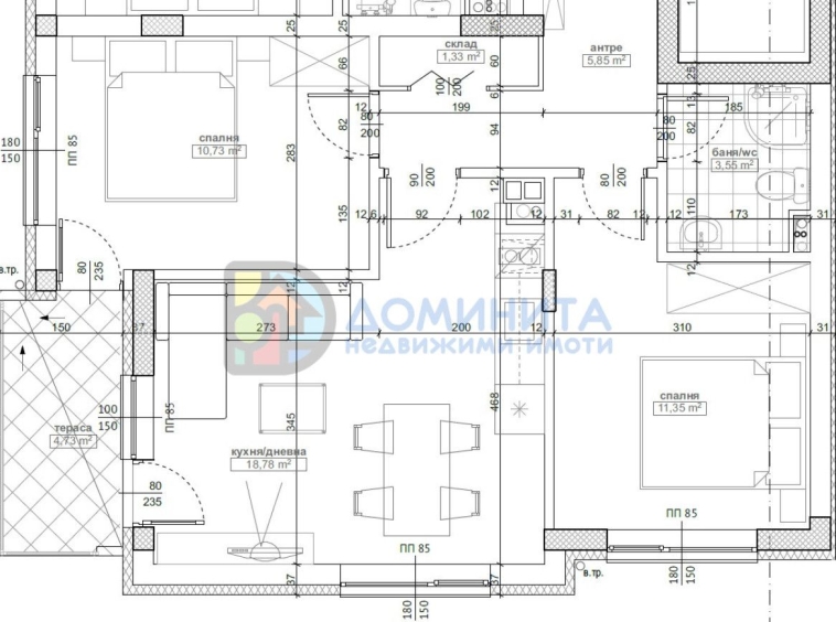 Тристаен апартамент в Приморско - 84 кв.м за 1449 €/кв.м - Снимка #1