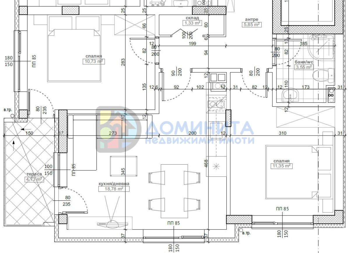 Тристаен апартамент в Приморско - 84 кв.м за 1449 €/кв.м - Снимка #1