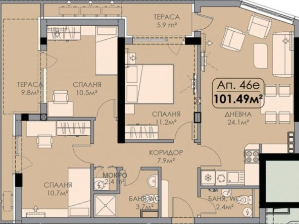 Многостаен апартамент в Бургас, Меден рудник - зона В - 120 кв.м за 980 €/кв.м - Снимка #1