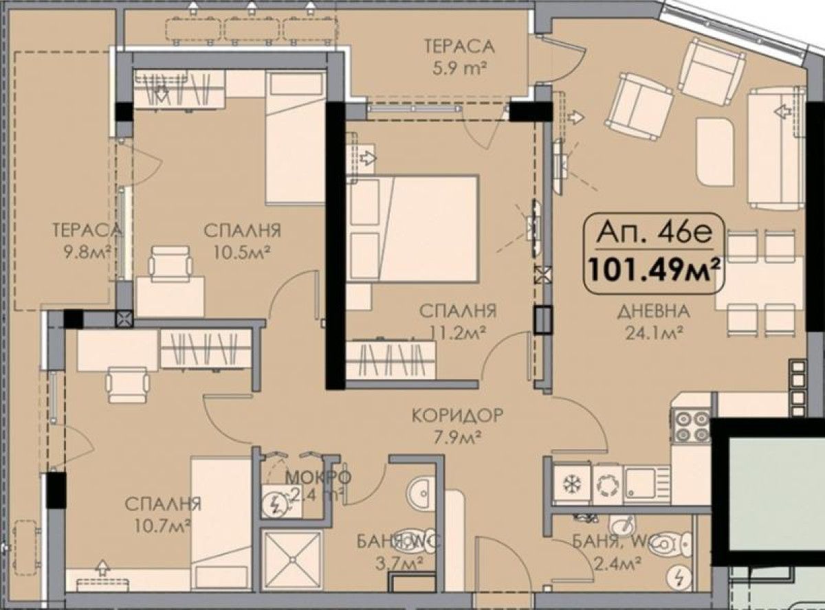 Многостаен апартамент в Бургас, Меден рудник - зона В - 120 кв.м за 980 €/кв.м - Снимка #1