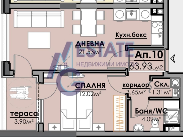 Двустаен апартамент в Бургас, Славейков - 64 кв.м за 708 €/кв.м - Снимка #1