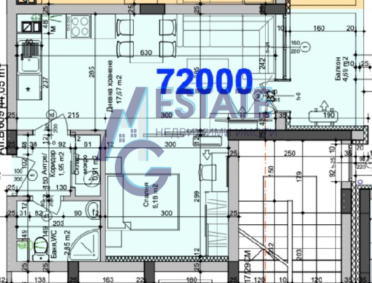Двустаен апартамент в Бургас, Изгрев - 50 кв.м за 1440 €/кв.м - Снимка #1