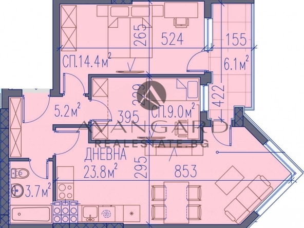 Тристаен апартамент в Пловдив, Тракия - 90 кв.м за 1445 €/кв.м - Снимка #1