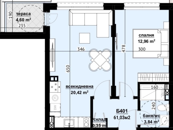 Двустаен апартамент в Бургас, Изгрев - 61 кв.м за 1558 €/кв.м - Снимка #1