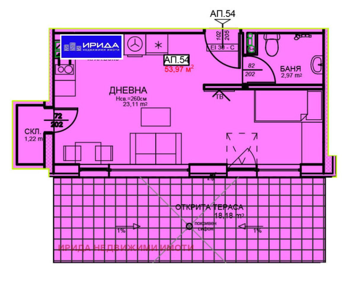 Едностаен апартамент в София, Център - 65 кв.м за 1977 €/кв.м - Снимка #1