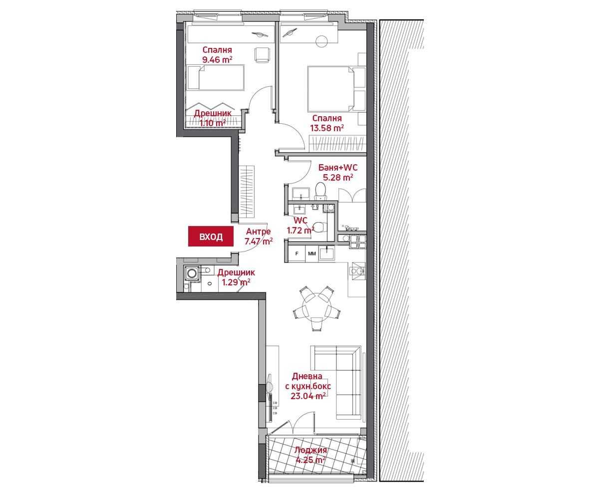 Тристаен апартамент в София, Младост 4 - 85 кв.м за 1589 €/кв.м - Снимка #1