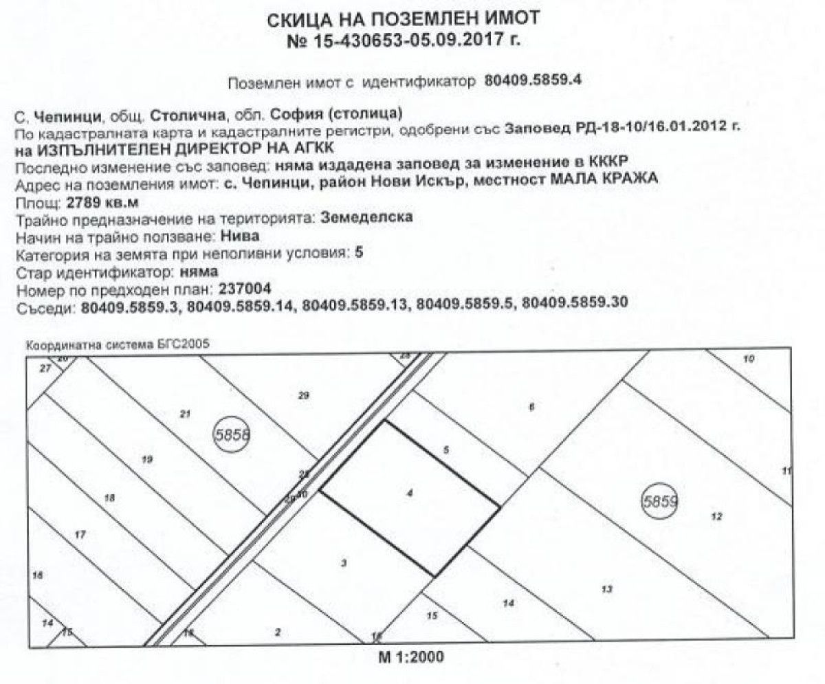 Земеделски имот в София, Чепинци -  кв.м за 27894 €/дка - Снимка #1