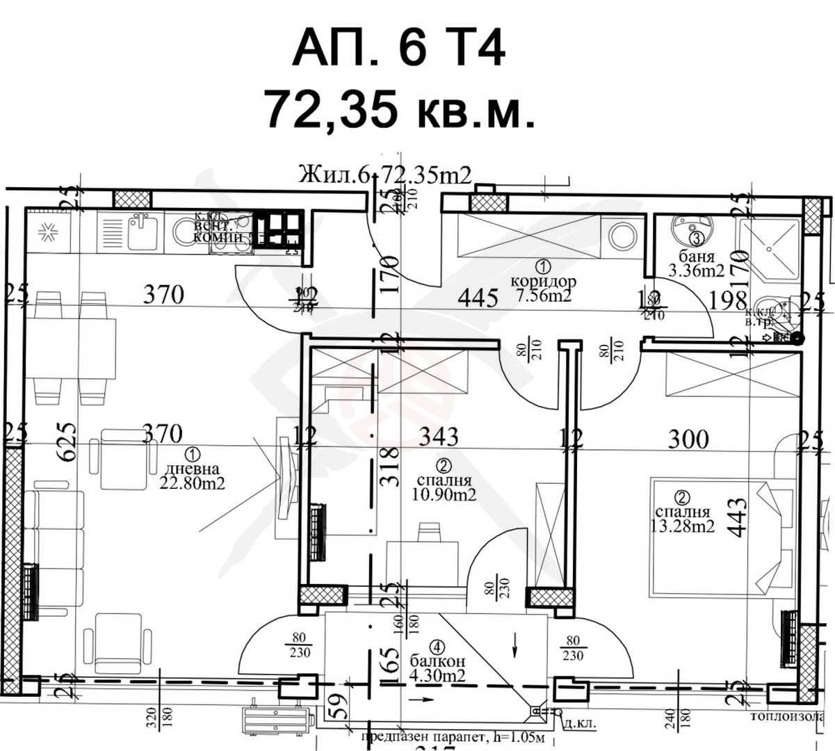 Тристаен апартамент в Варна, Гръцка махала - 98 кв.м за 1607 €/кв.м - Снимка #1