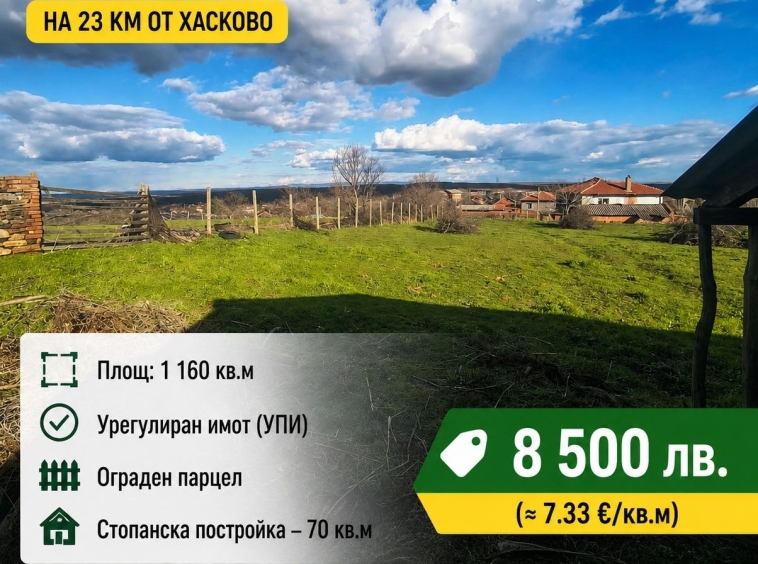 Парцел в Хасково, Дружба 1 - 1160 кв.м за 4 €/кв.м - Снимка #1