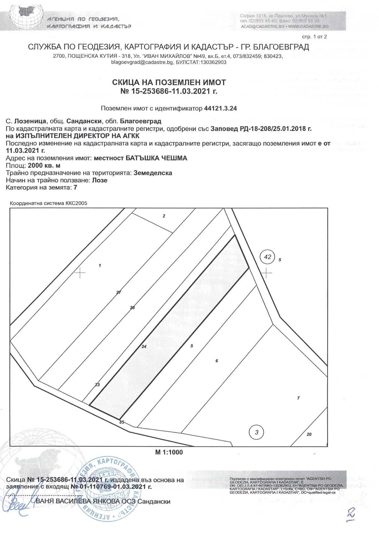 Земеделски имот в с. Лозеница, Област Благоевград -  кв.м за 1275 €/дка - Снимка #1