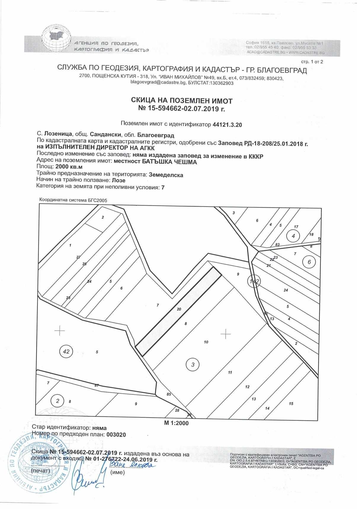Земеделски имот в с. Лозеница, Област Благоевград -  кв.м за 1275 €/дка - Снимка #1