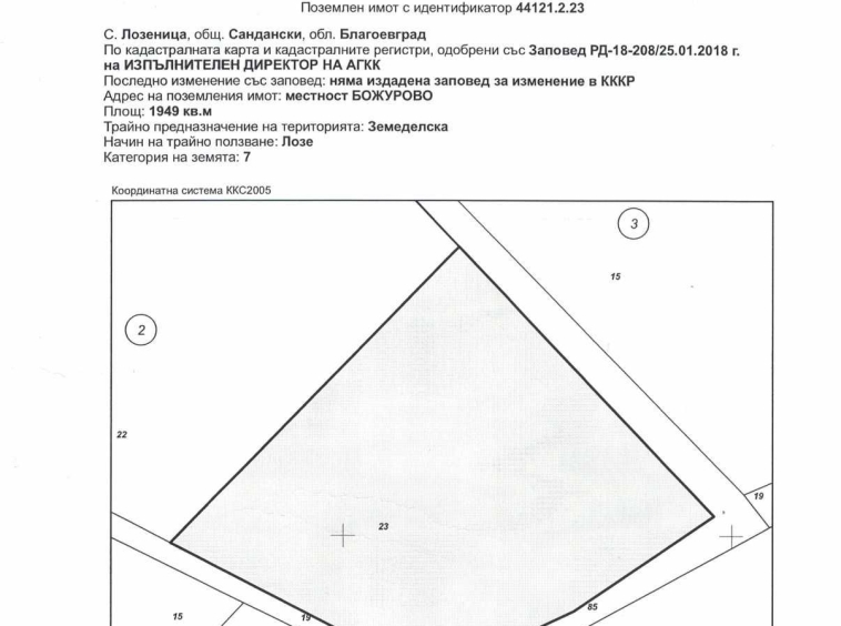 Земеделски имот в с. Лозеница, Област Благоевград -  кв.м за 1243 €/дка - Снимка #1