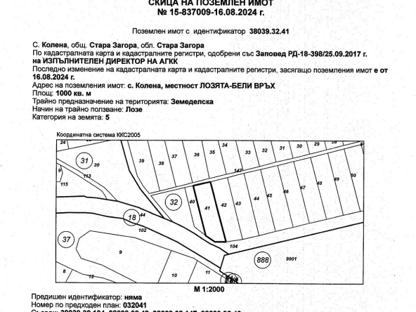 Парцел в с. Колена, Област Стара Загора - 1000 кв.м за 16 €/кв.м - Снимка #1