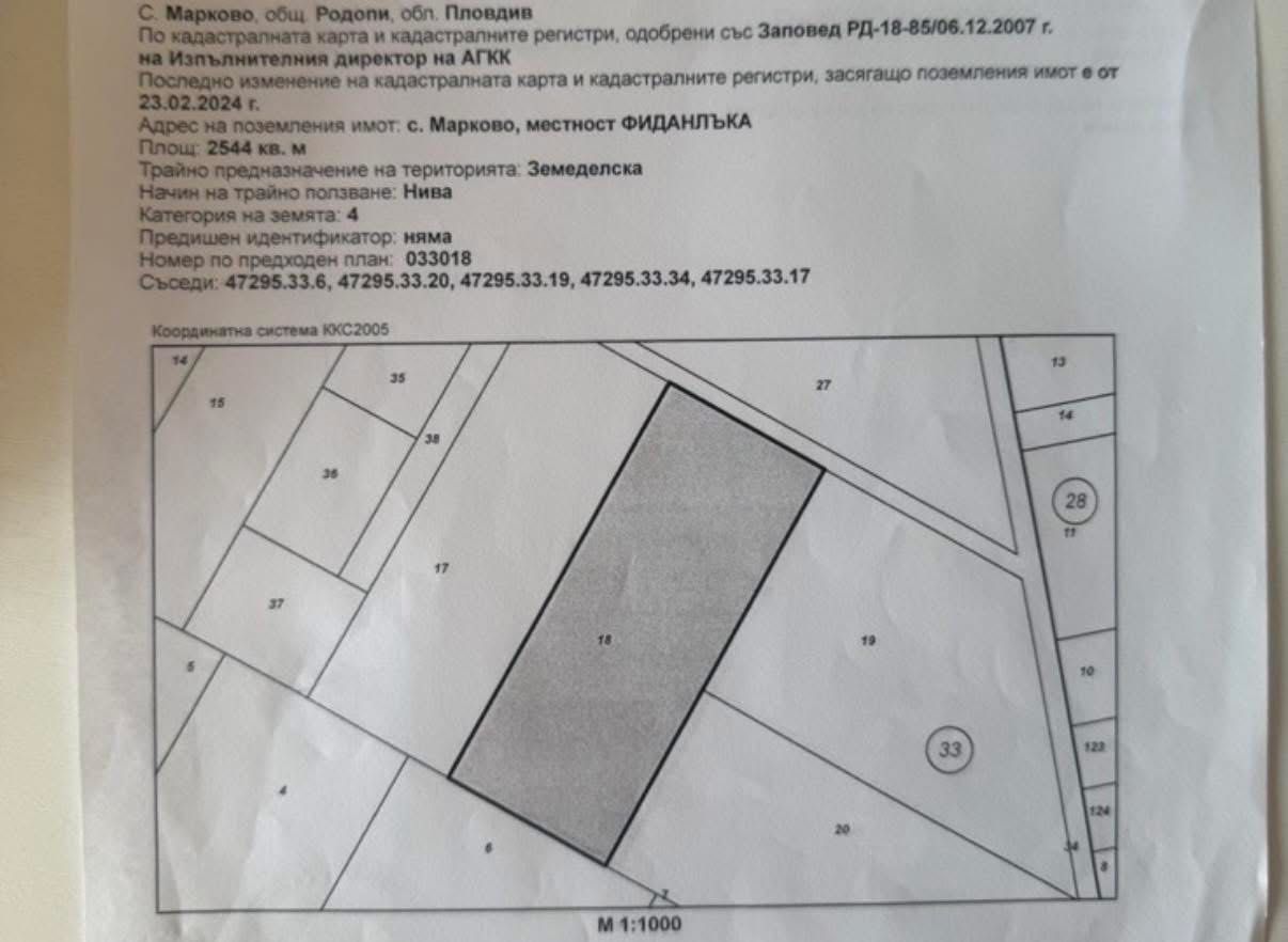 Парцел в с. Марково, Област Пловдив - 2544 кв.м за 40 €/кв.м - Снимка #1