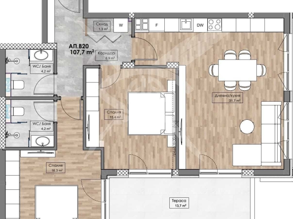 Тристаен апартамент в Пловдив, Кършияка - 121 кв.м за 552 €/кв.м - Снимка #1