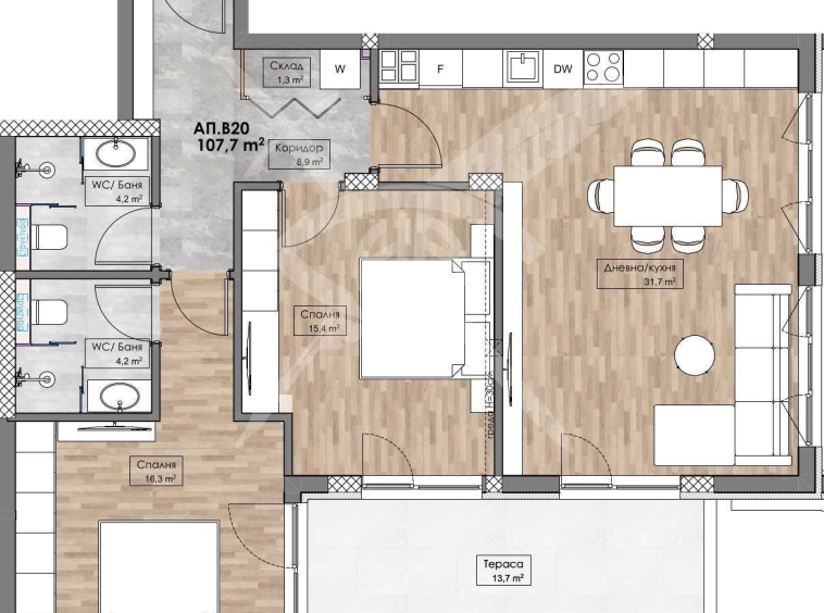 Тристаен апартамент в Пловдив, Кършияка - 121 кв.м за 1083 €/кв.м - Снимка #1