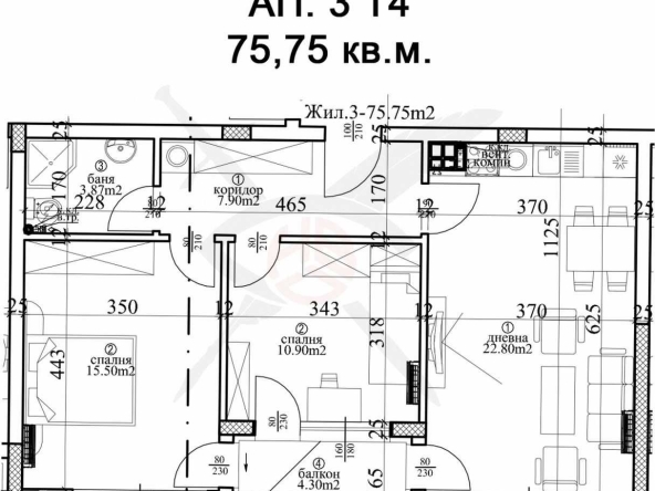Тристаен апартамент в Варна, Гръцка махала - 104 кв.м за 1595 €/кв.м - Снимка #1