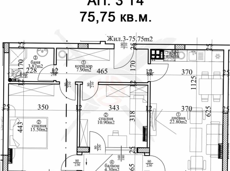 Тристаен апартамент в Варна, Гръцка махала - 104 кв.м за 1595 €/кв.м - Снимка #1