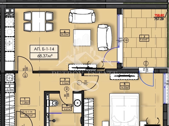 Двустаен апартамент в Велинград - 78 кв.м за 462 €/кв.м - Снимка #1