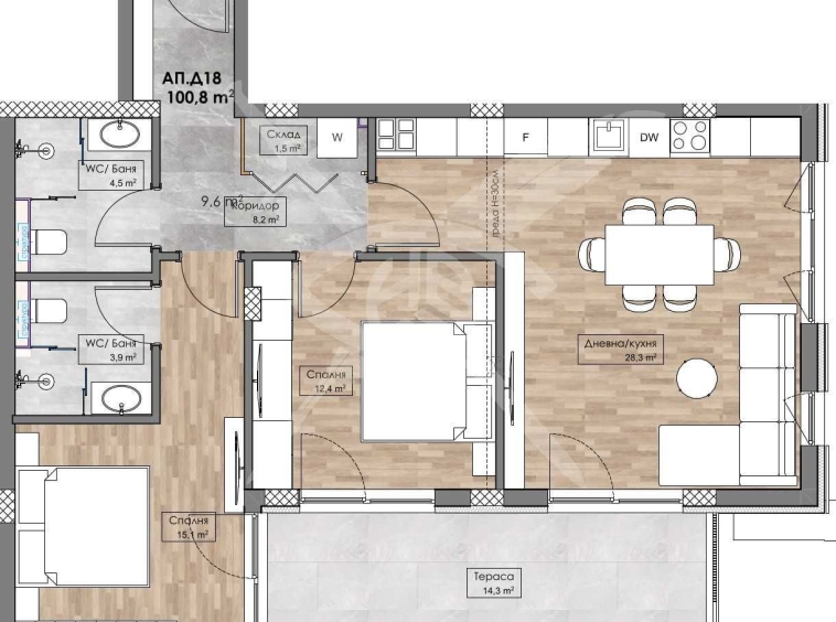 Тристаен апартамент в Пловдив, Кършияка - 113 кв.м за 1089 €/кв.м - Снимка #1