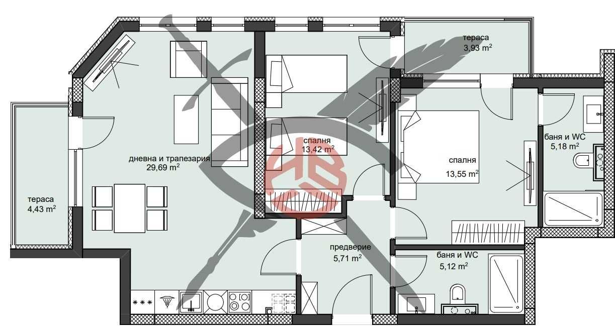 Тристаен апартамент в Пловдив, Христо Смирненски - 115 кв.м за 1048 €/кв.м - Снимка #1