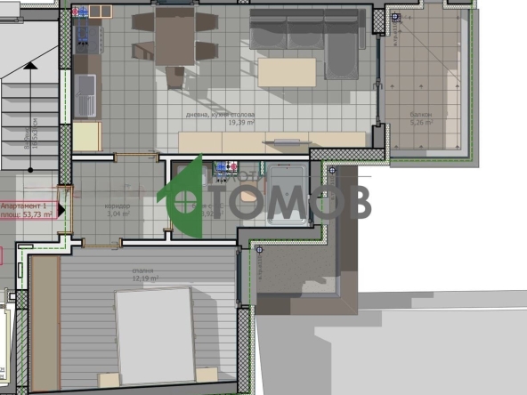 Двустаен апартамент в Стара Загора, Опълченски - 65 кв.м за 1231 €/кв.м - Снимка #1