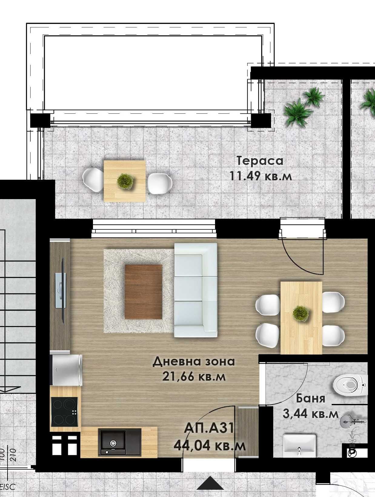 Едностаен апартамент в Пловдив, Остромила - 51 кв.м за 720 €/кв.м - Снимка #1