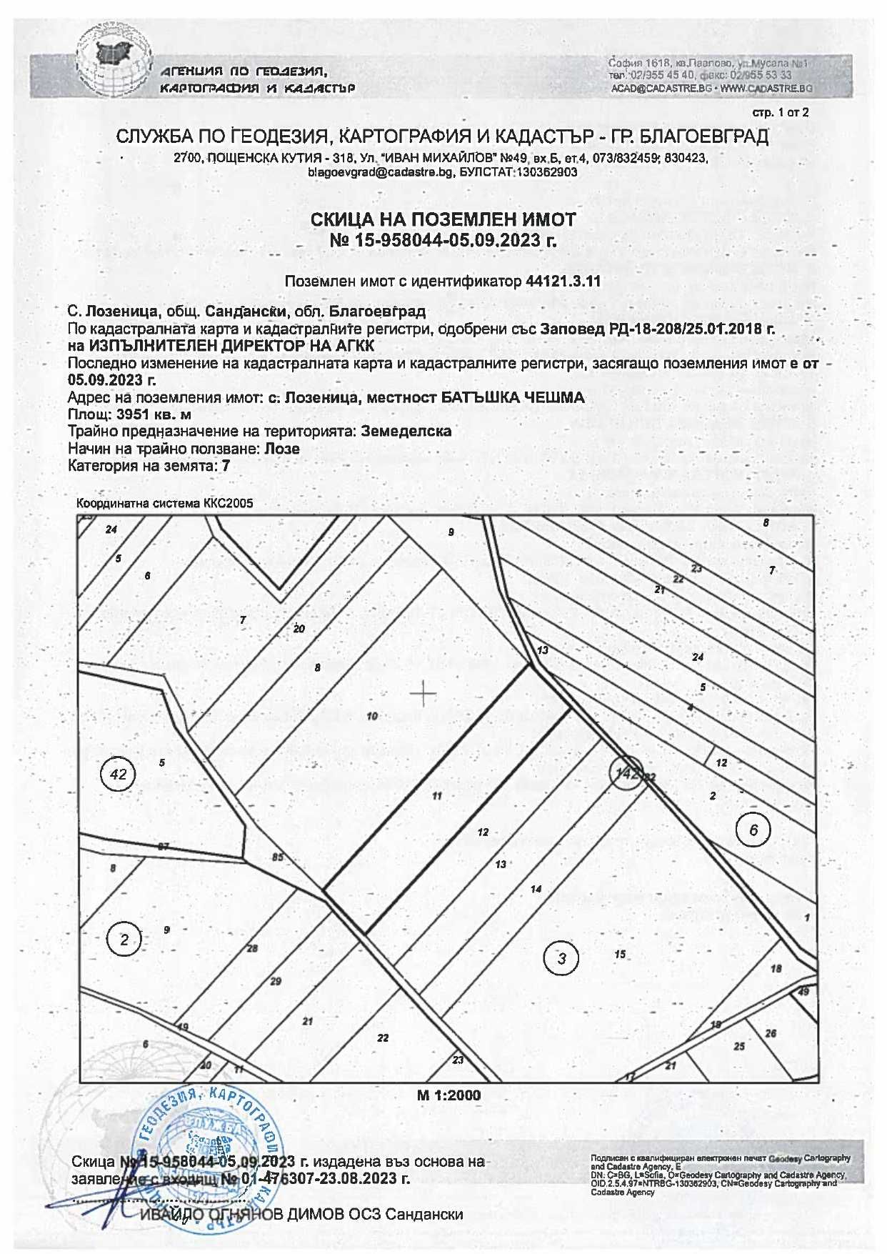Земеделски имот в с. Лозеница, Област Благоевград -  кв.м за 1260 €/дка - Снимка #1