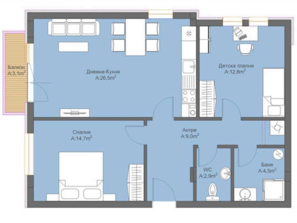 Тристаен апартамент в Велинград - 96 кв.м за 950 €/кв.м - Снимка #1