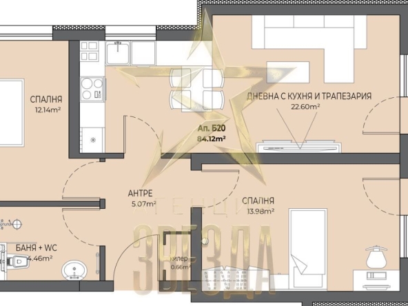 Тристаен апартамент в Пловдив, Остромила - 95 кв.м за 1104 €/кв.м - Снимка #1