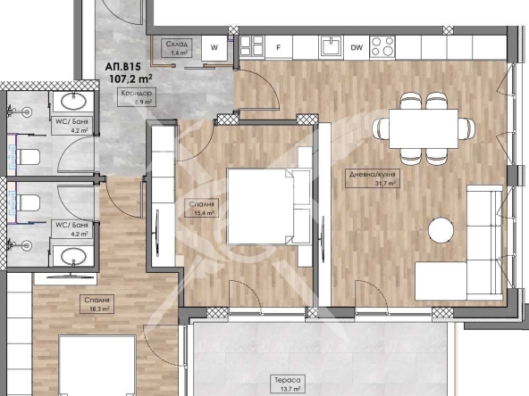 Тристаен апартамент в Пловдив, Кършияка - 120 кв.м за 1086 €/кв.м - Снимка #1