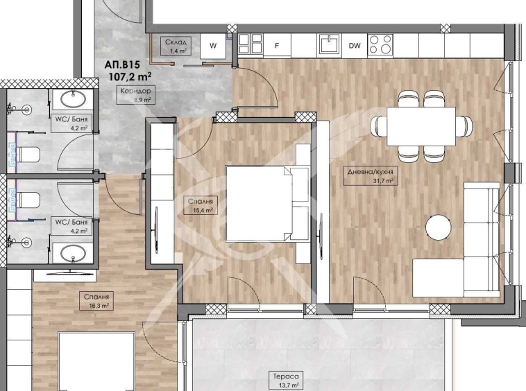 Тристаен апартамент в Пловдив, Кършияка - 120 кв.м за 1086 €/кв.м - Снимка #1