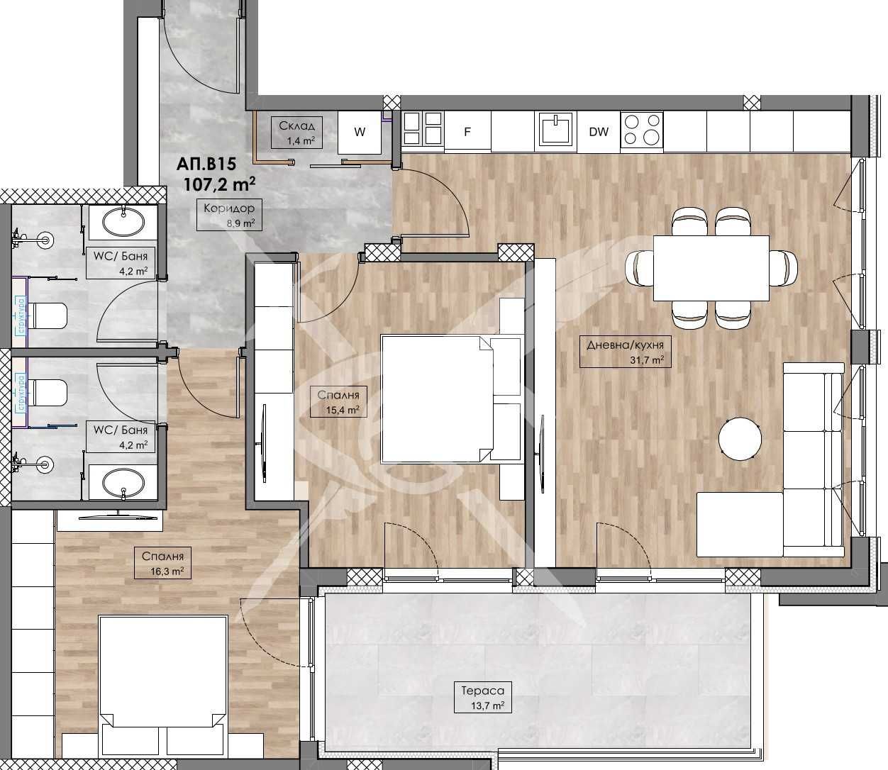 Тристаен апартамент в Пловдив, Кършияка - 120 кв.м за 1086 €/кв.м - Снимка #1