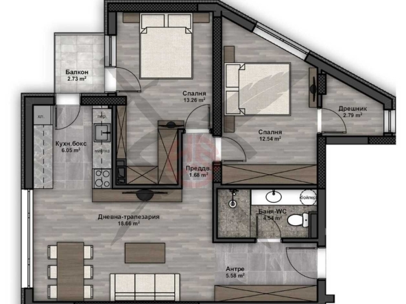 Тристаен апартамент в София, Люлин 4 - 96 кв.м за 1497 €/кв.м - Снимка #1