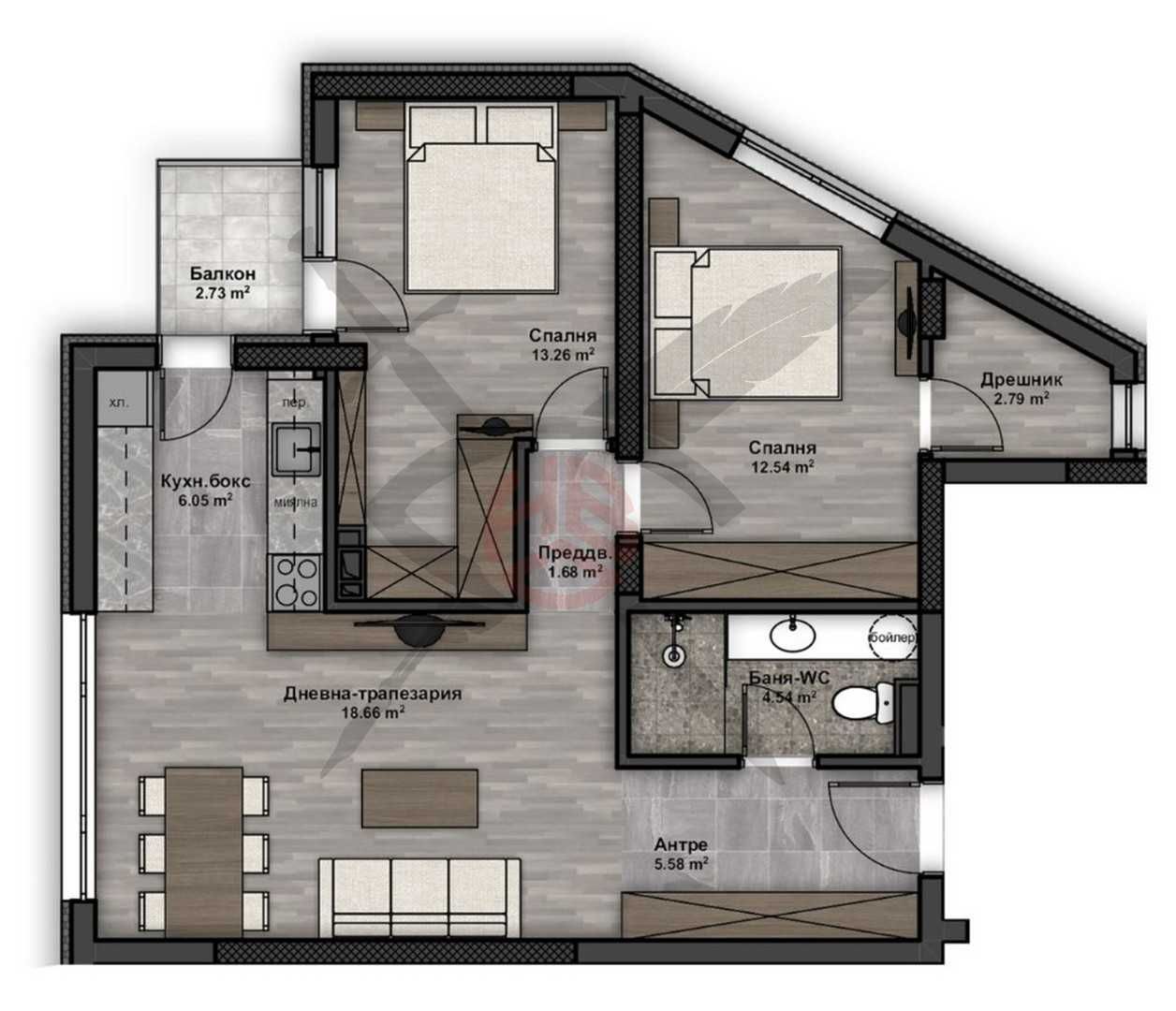 Тристаен апартамент в София, Люлин 4 - 96 кв.м за 1497 €/кв.м - Снимка #1