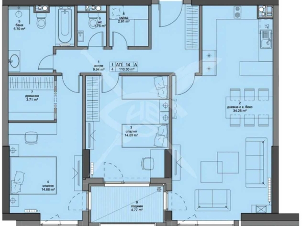 Тристаен апартамент в София, Кръстова вада - 131 кв.м за 2728 €/кв.м - Снимка #1