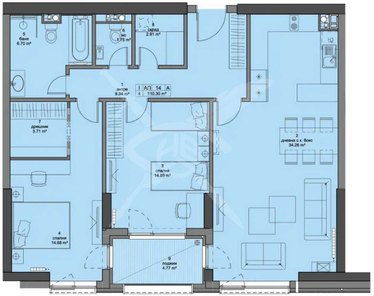 Тристаен апартамент в София, Кръстова вада - 131 кв.м за 2728 €/кв.м - Снимка #1