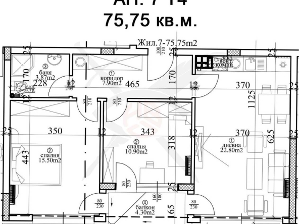 Тристаен апартамент в Варна, Център - 103 кв.м за 1597 €/кв.м - Снимка #1