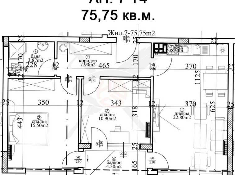 Тристаен апартамент в Варна, Гръцка махала - 103 кв.м за 1597 €/кв.м - Снимка #1