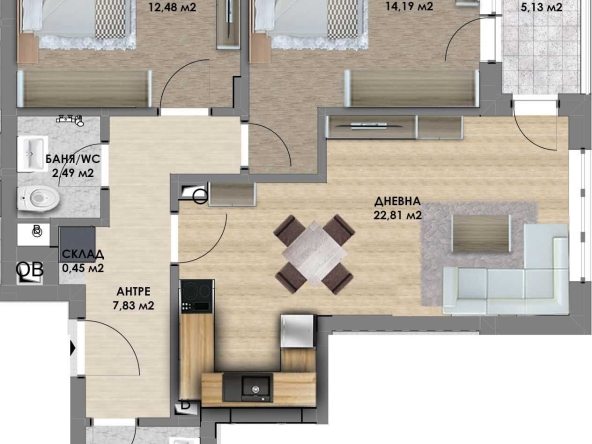 Тристаен апартамент в Пловдив, Христо Смирненски - 96 кв.м за 920 €/кв.м - Снимка #1