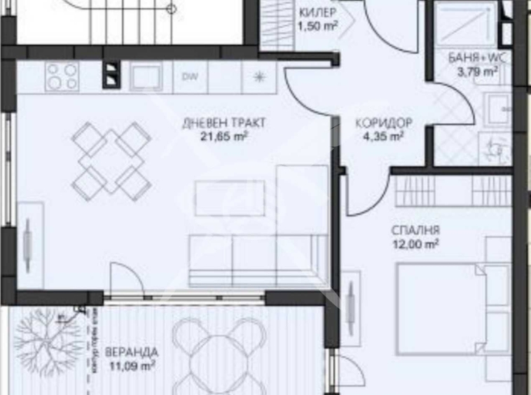 Двустаен апартамент в Варна, Владислав Варненчик - 57 кв.м за 1036 €/кв.м - Снимка #1