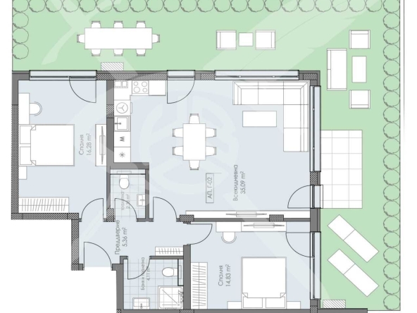 Тристаен апартамент в Пловдив, Остромила - 105 кв.м за 1486 €/кв.м - Снимка #1