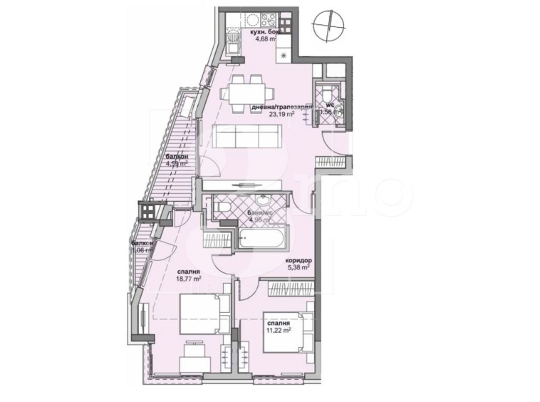 Тристаен апартамент в София, Люлин 6 - 108 кв.м за 1423 €/кв.м - Снимка #1