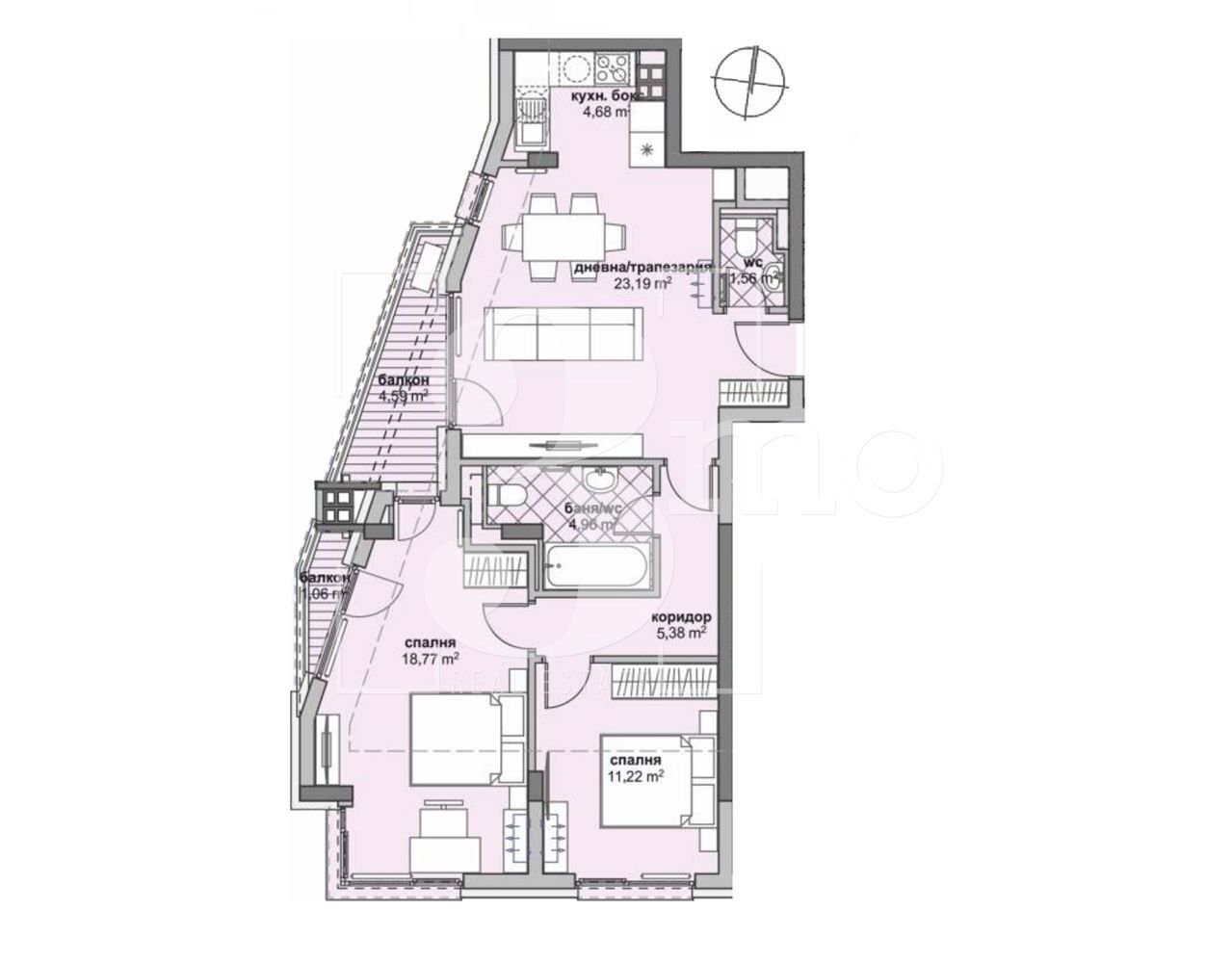 Тристаен апартамент в София, Люлин 6 - 108 кв.м за 1423 €/кв.м - Снимка #1