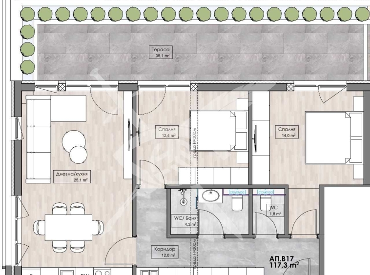 Тристаен апартамент в Пловдив, Кършияка - 127 кв.м за 552 €/кв.м - Снимка #1